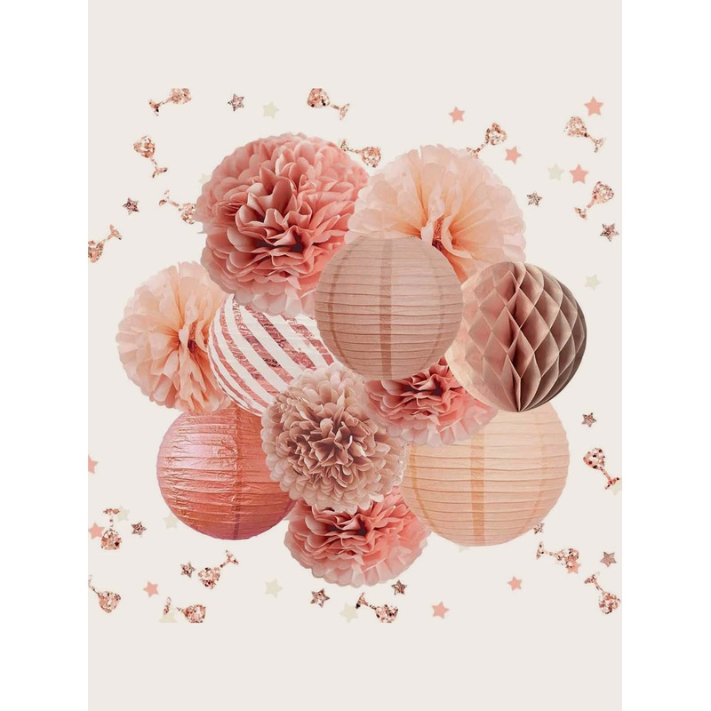 11pcs Paper Flower & Paper Lantern Set