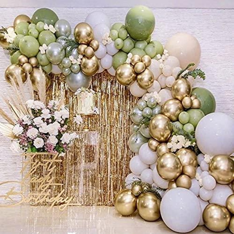 149 Sage Green And Gold Balloons Arch Kit Garland Decor Olive And Gold Balloons Baby Shower