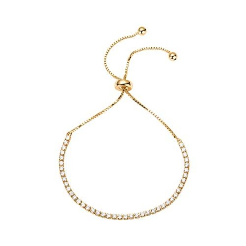 14K Gold Plated Cubic Zirconia Classic Tennis Bracelet for Women in Yellow Gold