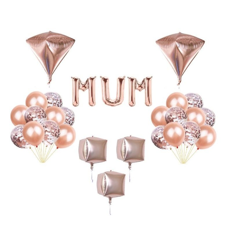 16" 4D Rose Gold Mothers Day "MUM"   Letter Foil Balloons Decoration