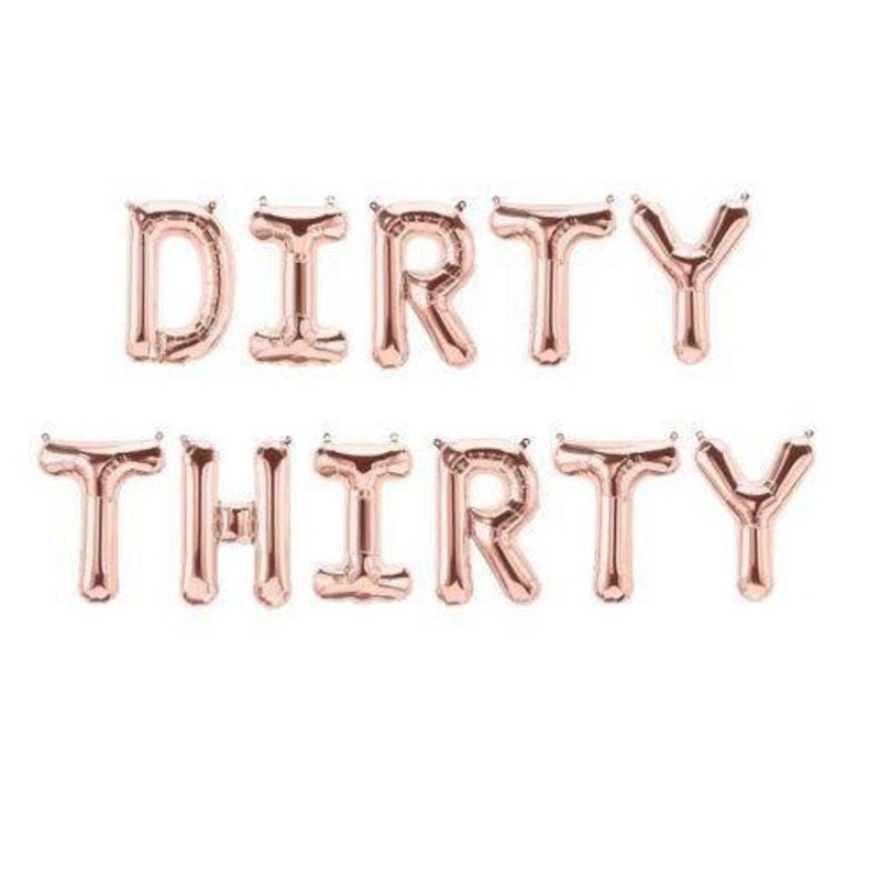 16" Dirty Thirty Rose Gold Blue Party & Decoration Balloon Banner Kit Air Fill Only