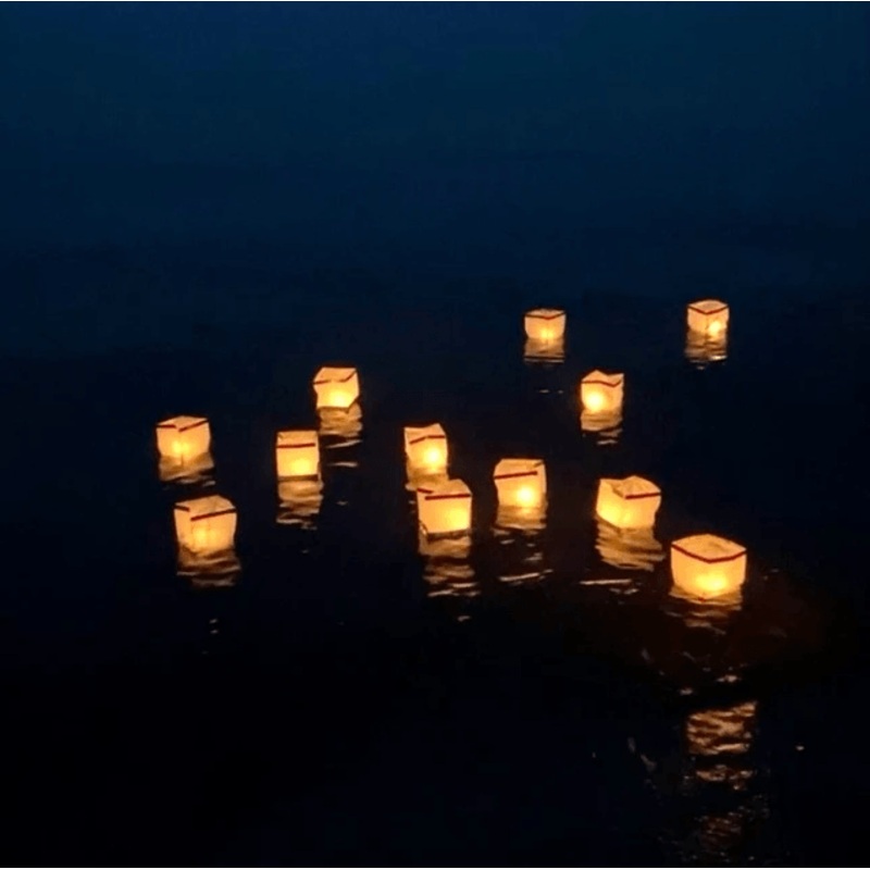 20pcs Gold Floating Square Water Lanterns Wishing Praying Floating River Candle Lights