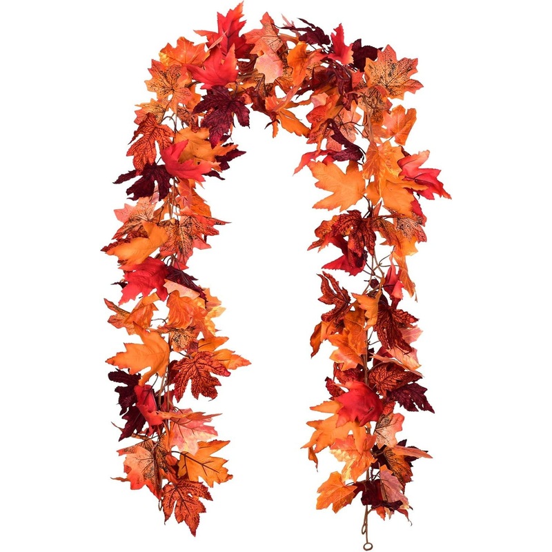 2Pcs Fall Garland Maple Leaf, 5.9Ft/Piece 7 Colors Hanging Vine Garland for Holidays