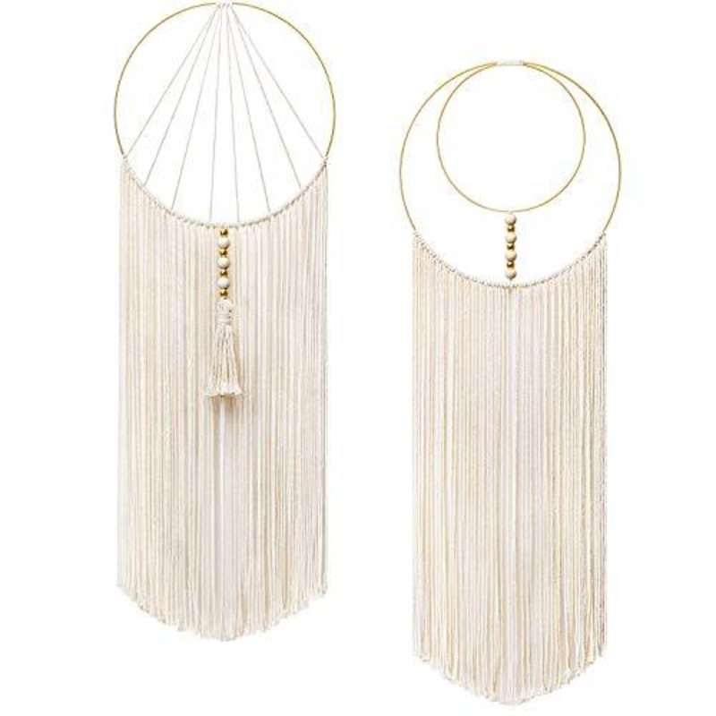 2Pcs Macrame Wall Hanging Woven Wall Decorations for Bedroom Living Room Dorm