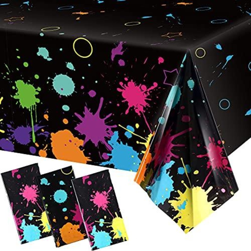3pcs Glow Party Table Covers Neon Party Tablecloths for Neon Birthday Party