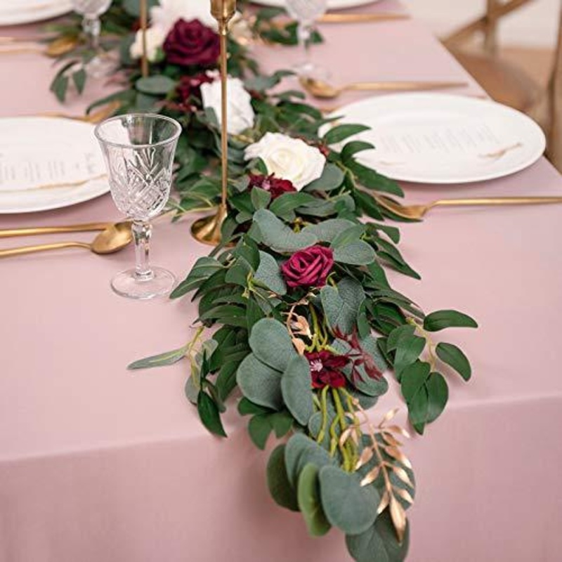 5 Pack 5.9ft Artificial Eucalyptus Garland with Willow Leaves Greenery Vines Hanging Plants for Wedding Party