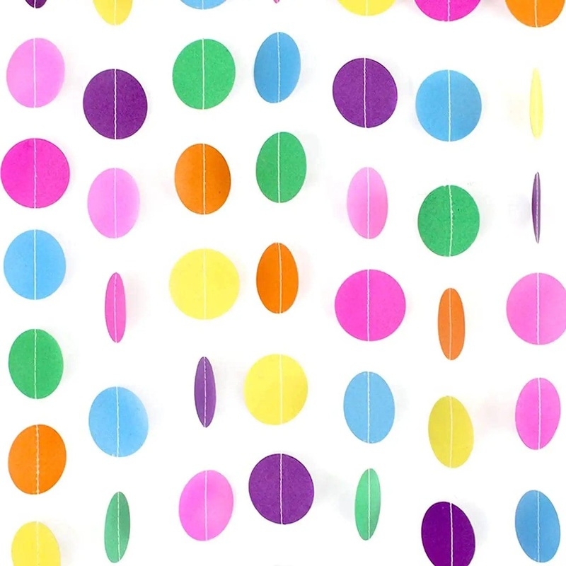 5pcs Colorful Paper Garland Circle Dots Party Hanging Rainbow Decorations for Birthday Wedding, Baby Shower
