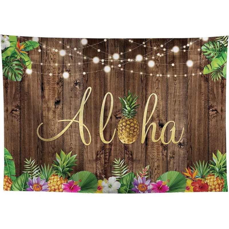 5x3ft Aloha Rustic Wooden Backdrop for Summer Tropical Hawaiian Beach Party Photography Background