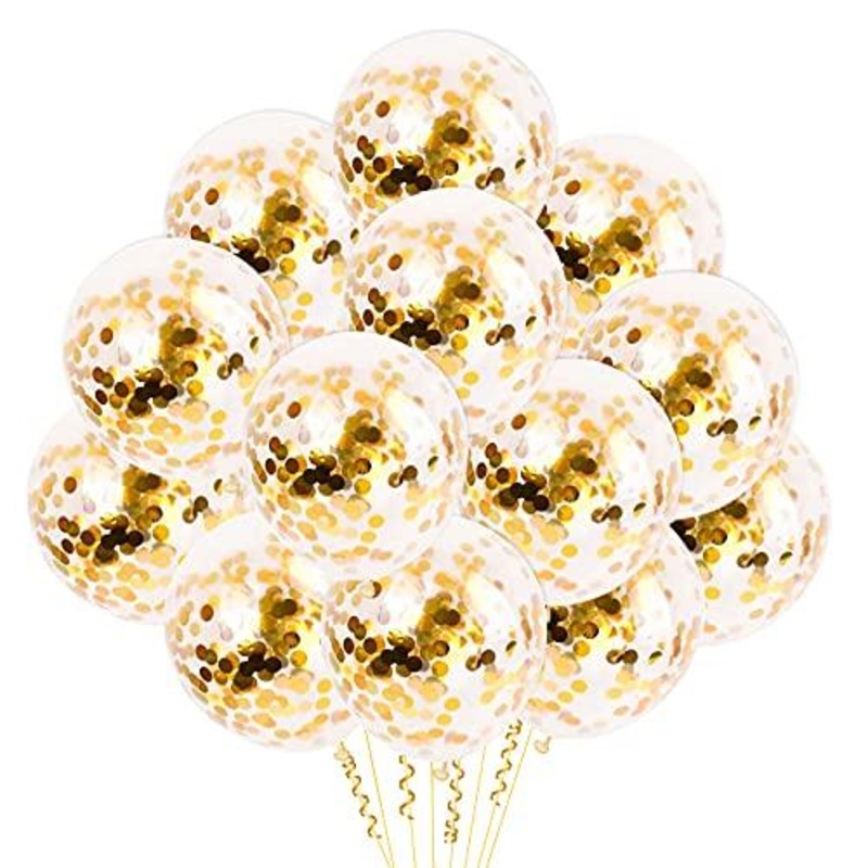 72pcs Gold Confetti Balloons with Gold Confetti Inside, 12 Inches Latex Party Balloons for Birthdays, Weddings