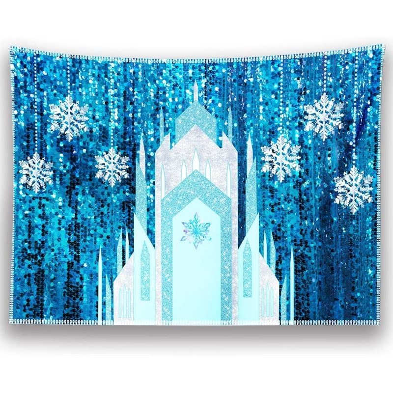 7x5 ft Fabric Ice Snow Castle Photo Backdrop Girl Birthday Party Decoration Princess Supply