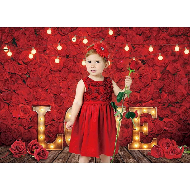 7x5FT Love Red Rose Backdrop Valentine's Day Flower Background Photography Prop Photobooth Gift