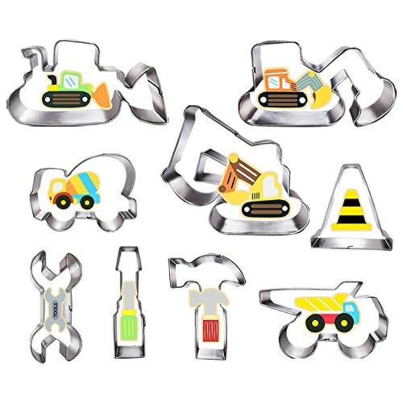 9 Pieces Construction Cookie Cutter Set for Kids Construction Themed Birthday Party