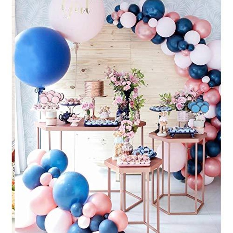 Balloon Garland Kit 128 Pcs Navy Blue Pink Balloon Arch for Gender Reveal Party Supplies Baby Shower Birthday