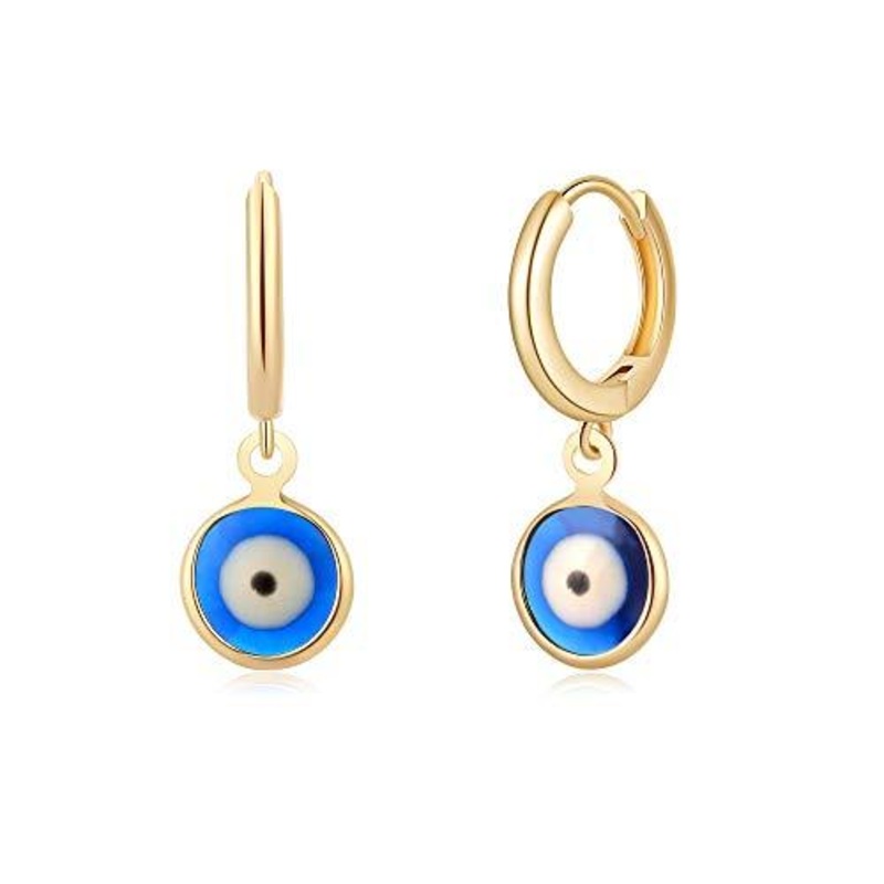 Bule Evil Eye Drop Earrings Huggie Hoop Earrings for Women Girls