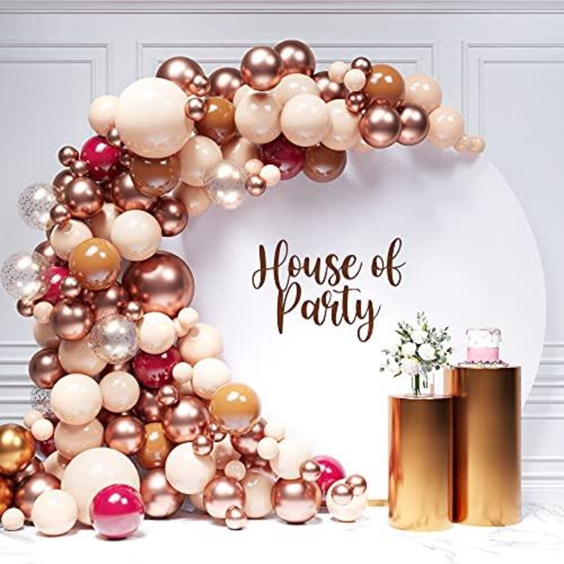 Burgundy Balloon Garland Kit 158 Pcs|5"10"12"18" Cameo Pink, Chrome Copper, Rose Gold & Burgundy Balloons