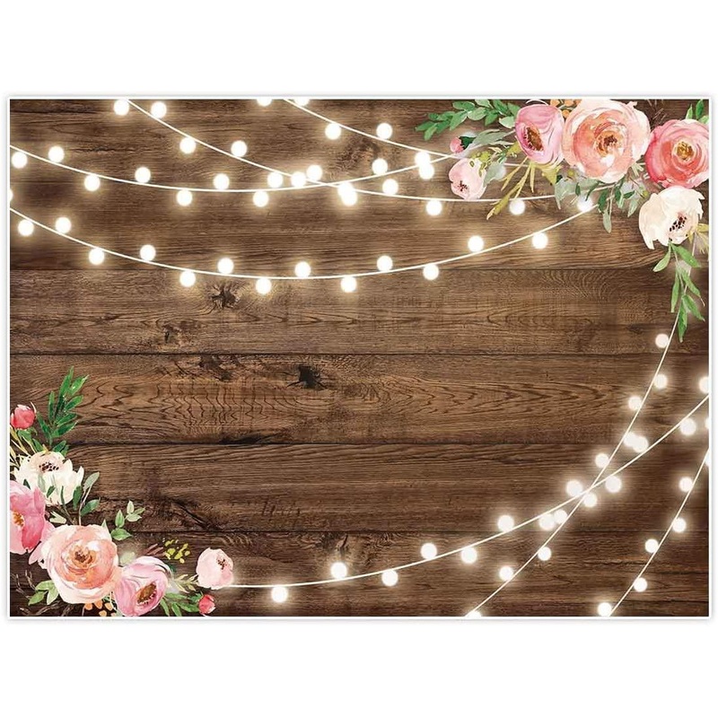 Fabric Rustic Floral Wooden Backdrop for Baby Shower Bridal Wedding Studio Photography