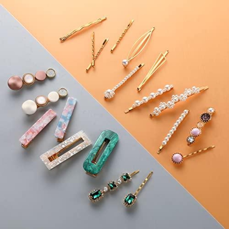 Hair Clips, 20 Pcs Hair Barrettes for Women & Girls, Acrylic Pearl Alligator Clips, Hair Accessories for Women