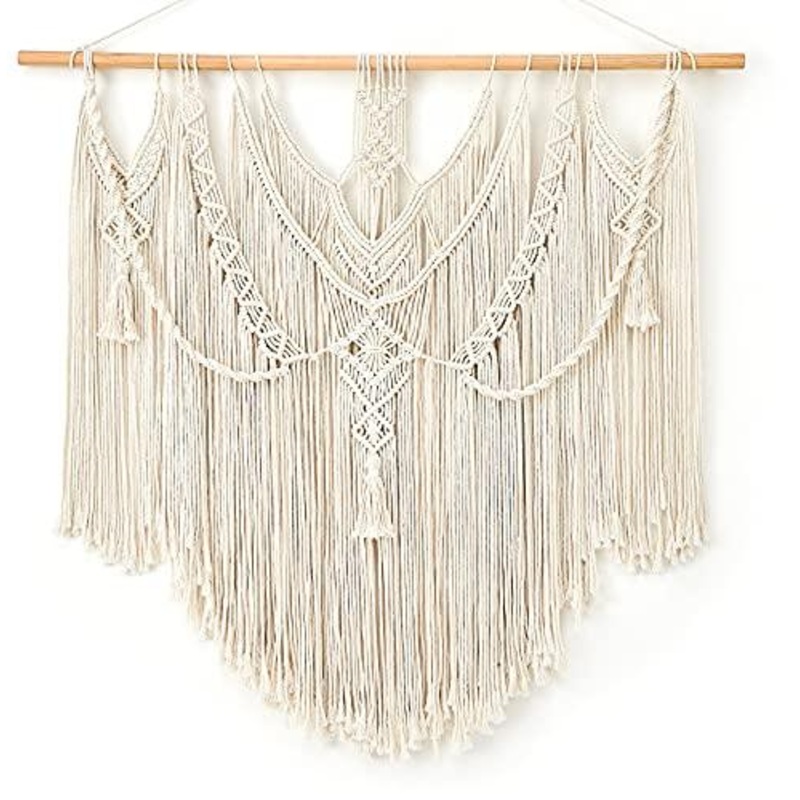 Macrame Wall Hanging Boho Home Decor Chic Woven Decoration for Bedroom Living Room Large Size, 36"x35"