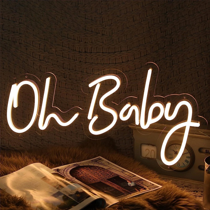 Oh Baby Large Neon Sign for Wall Decor 12V Reusable Neon Light Sign for Baby Shower Decorations
