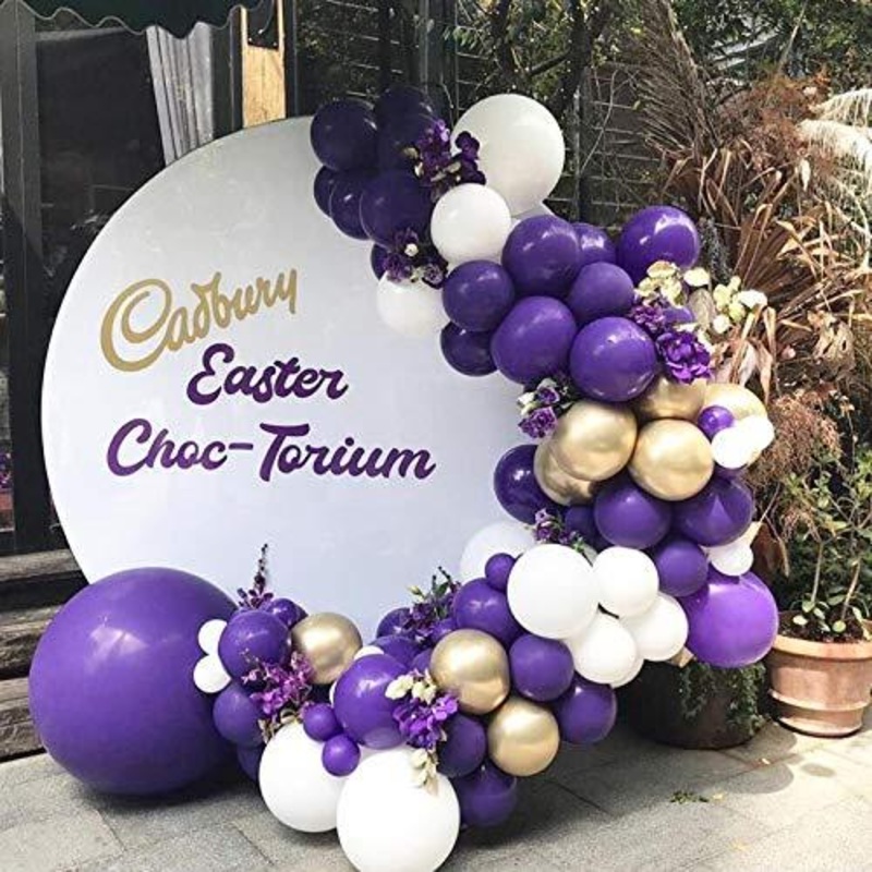 Purple Balloons Arch 100 Pcs 10 Inch Helium Gold Metallic White Balloons Garland Kit for Wedding Engagement Bridal Shower Baby Shower Birthday Party