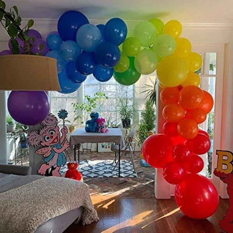 Rainbow Balloons Garland Kit 90Pcs Mixed Size 5/12/18 Inch Assorted Color Balloons Latex Balloon Party Balloons