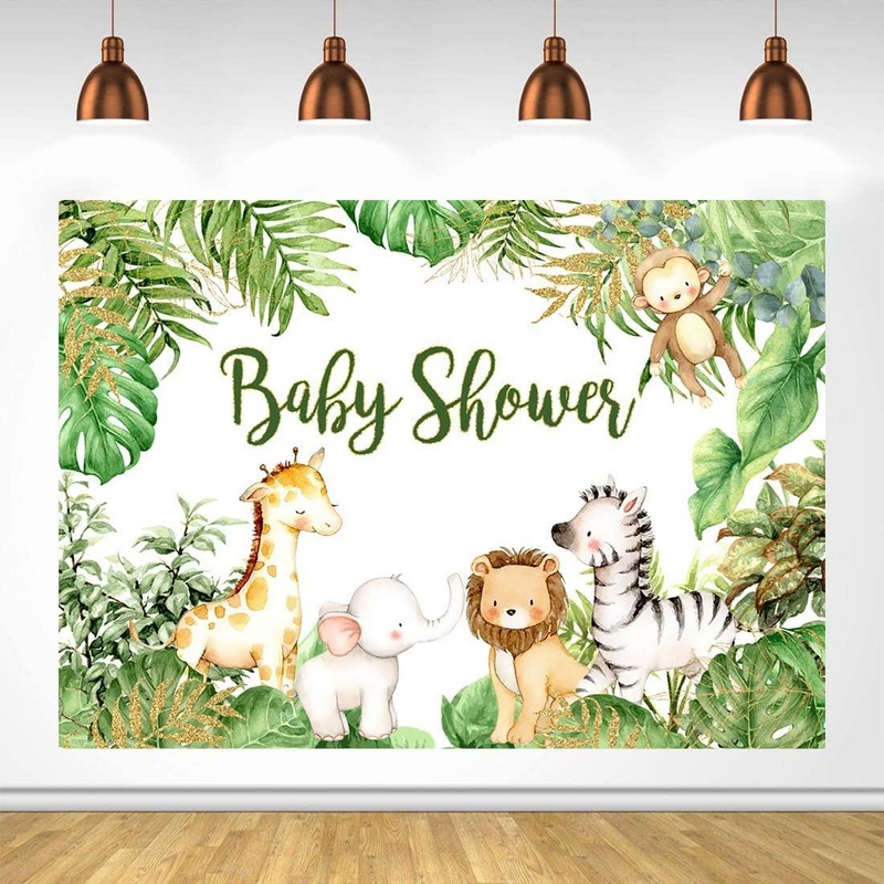 Safari Animals Baby Shower Photography Backdrop Jungle Baby Shower Background
