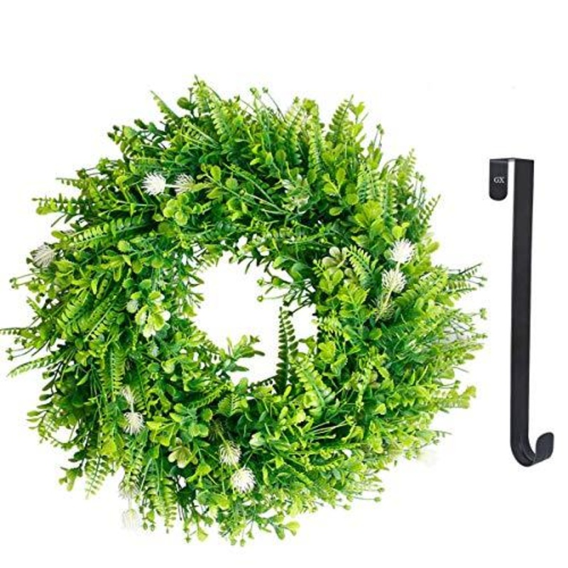 Spring Wreaths for Front Door- 20" St Patrick's Day Door Wreath Farmhouse Greenery Artificial Green Leaves Wreaths+Wreath Hanger