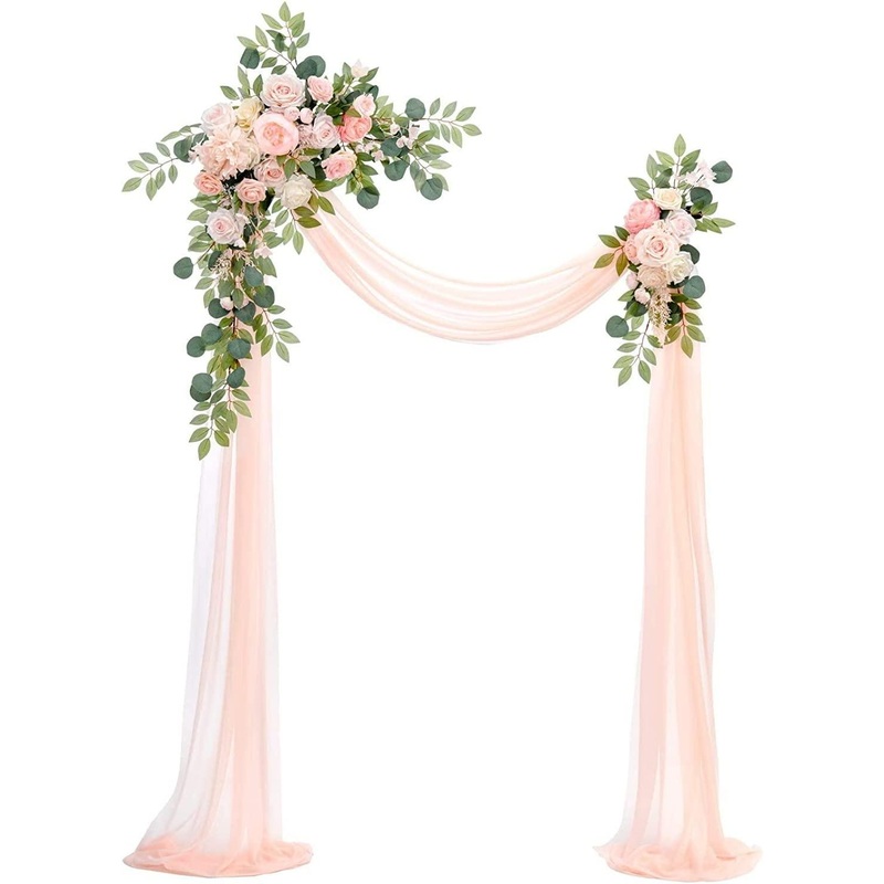 Wedding Arch Floral Swag Set Artificial Arch Flowers Wedding Arch Draping Fabric for Ceremony and Reception