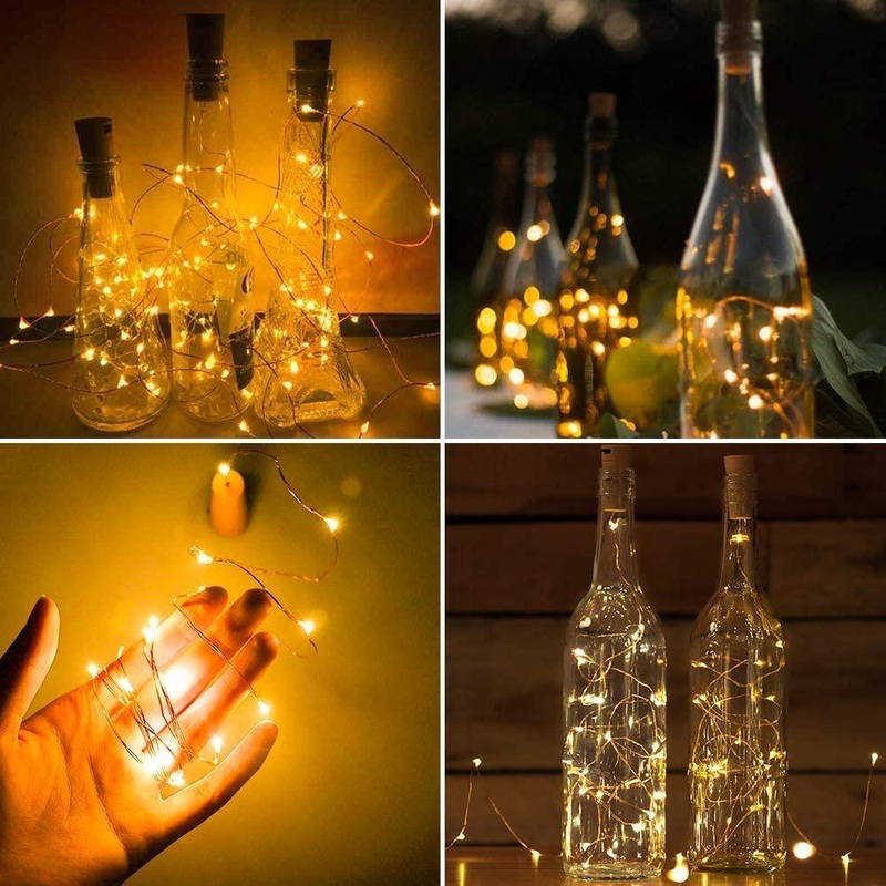 Wine Bottle Lights with Cork for Christmas