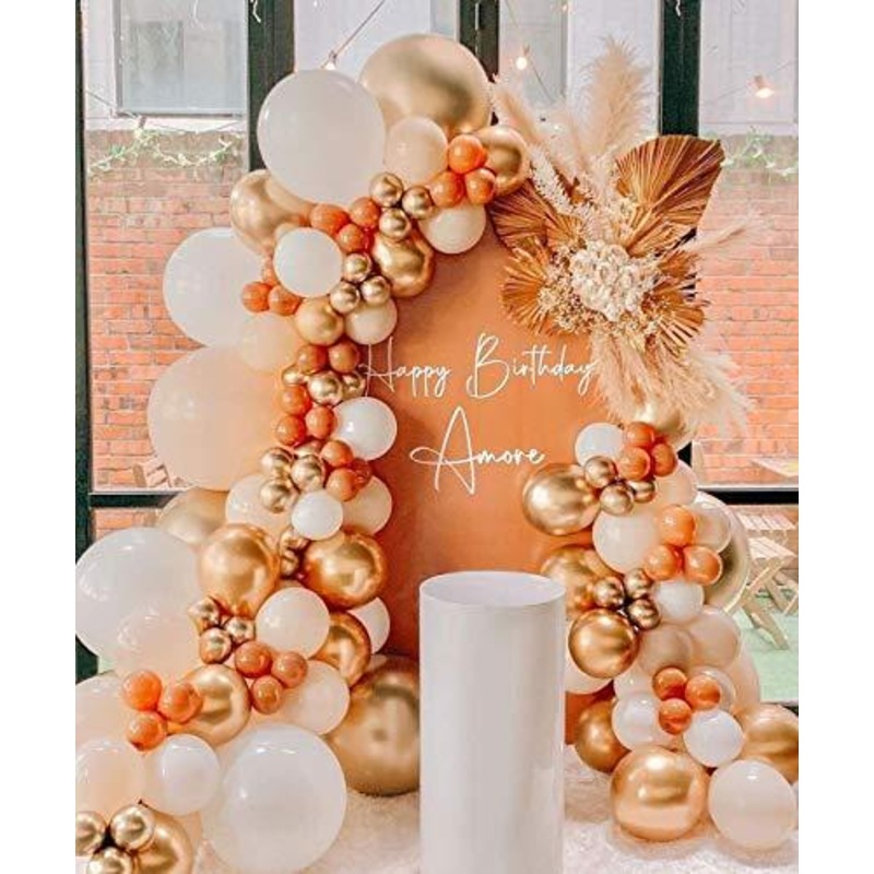 141pcs Orange with Gold Balloon Garland Arch Kit-Cream White Orange Gold Balloons for Wedding Decoration Baby Shower Decorations Birthday Party Decoration