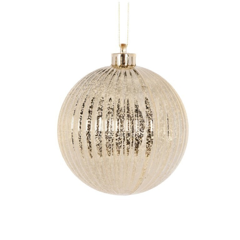 Bauble Ribbed Mercury Gold 12cm