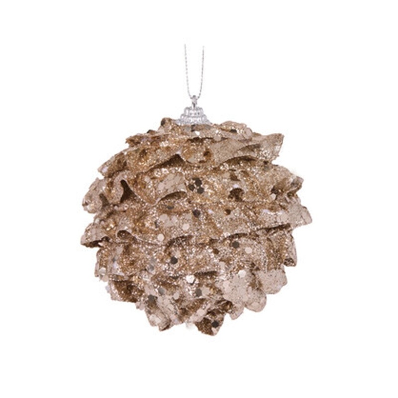 Bauble Ruffles Champagne 10cm