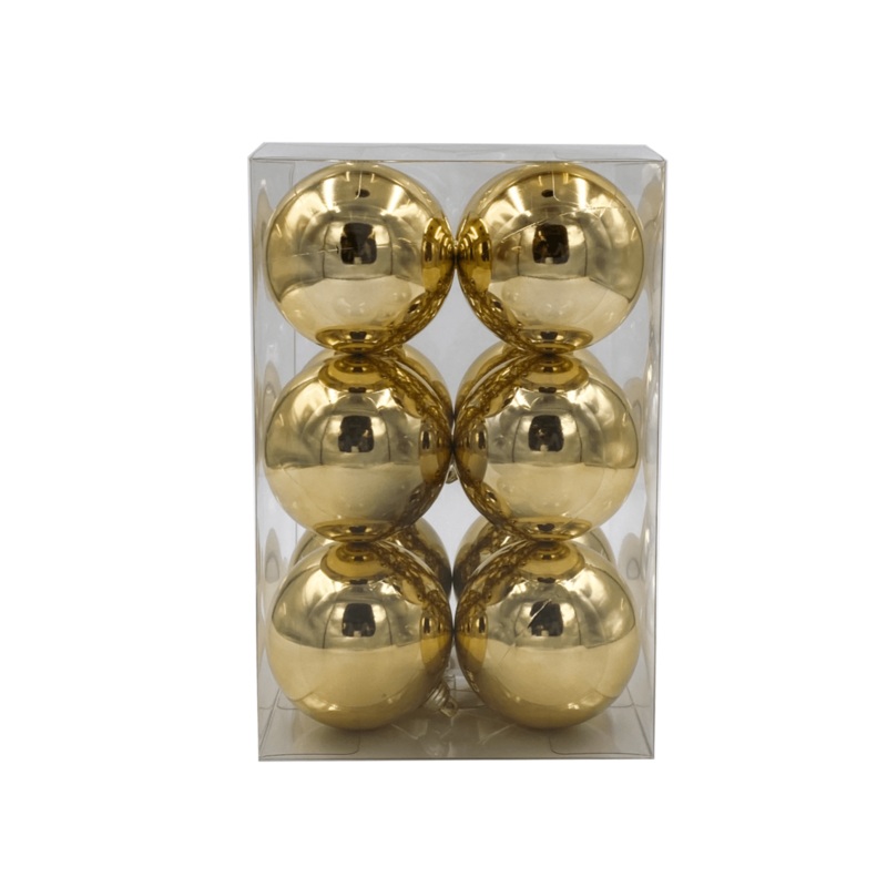 Bauble Shiny Gold 70mm - 12 Pack