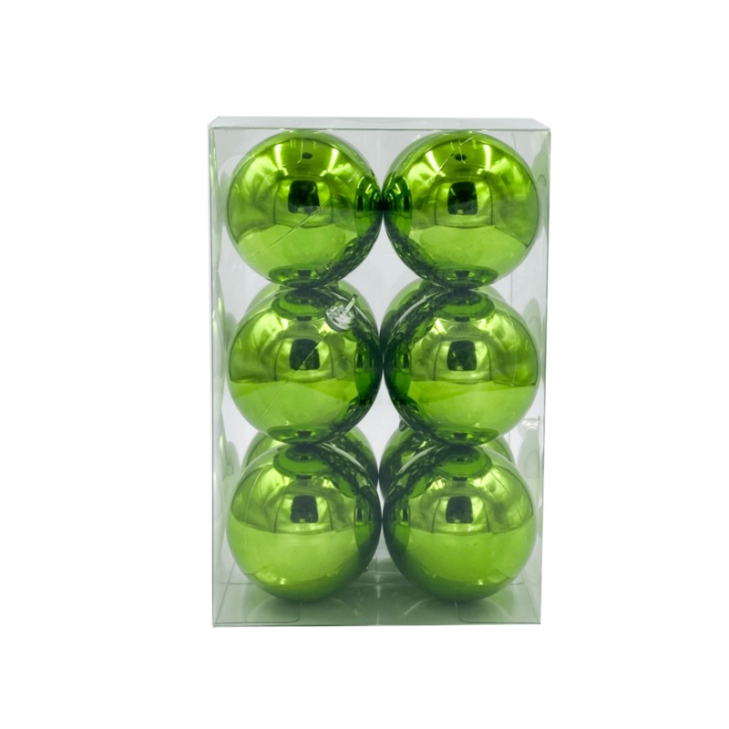 Bauble Shiny Lime Green 70mm - 12 Pack