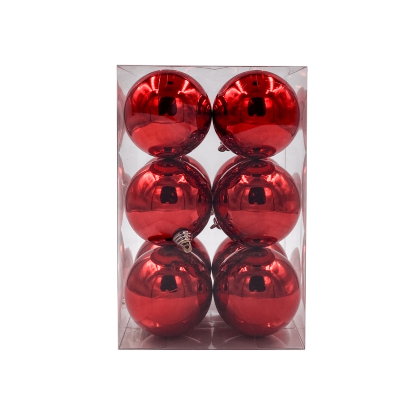 Bauble Shiny Red 70mm - 12 Pack