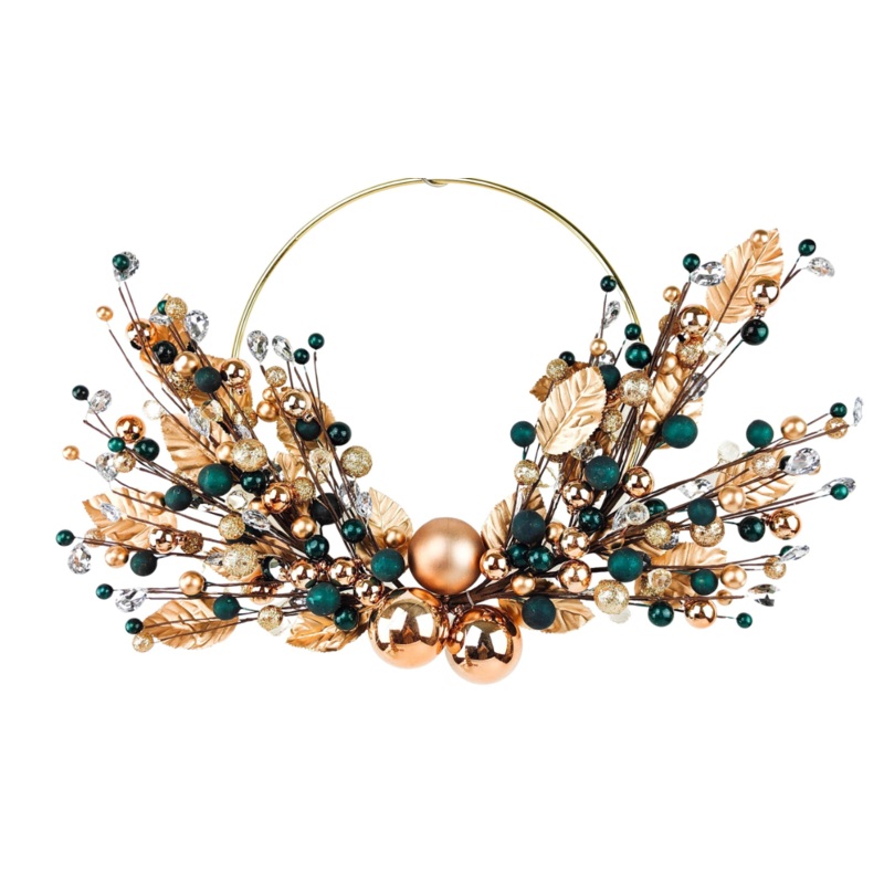 Bauble Wreath Green/Gold 55cm