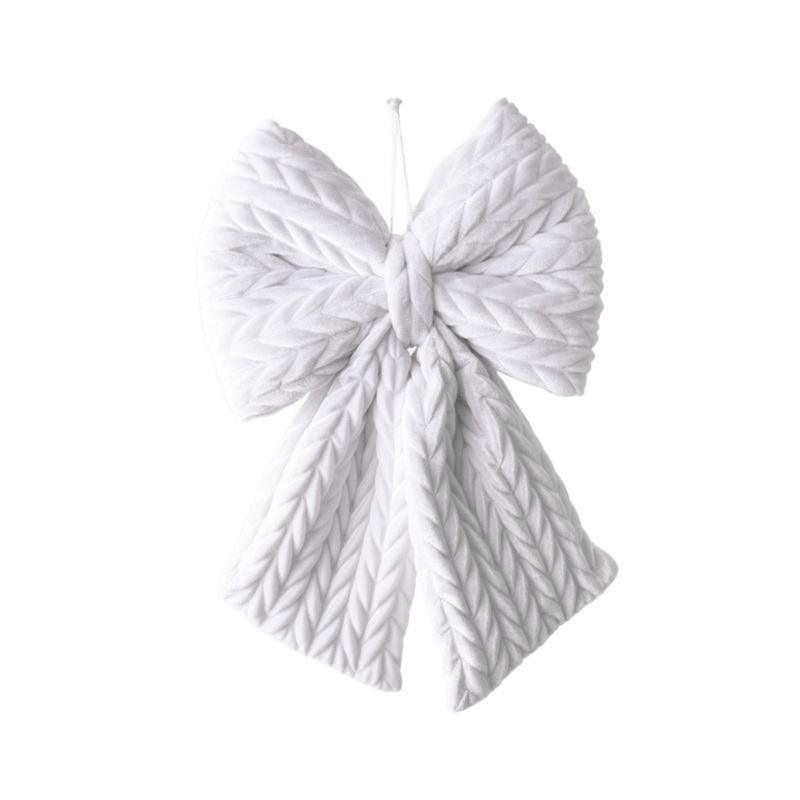 Bow Plush White Hanging 43cm