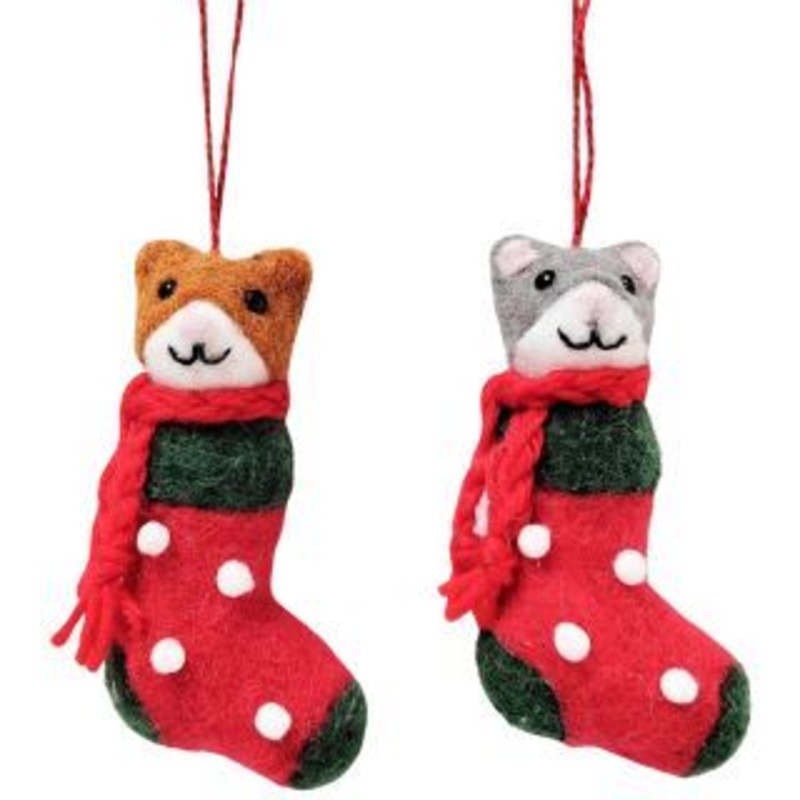 Cats in Stocking Hanging 13cm.