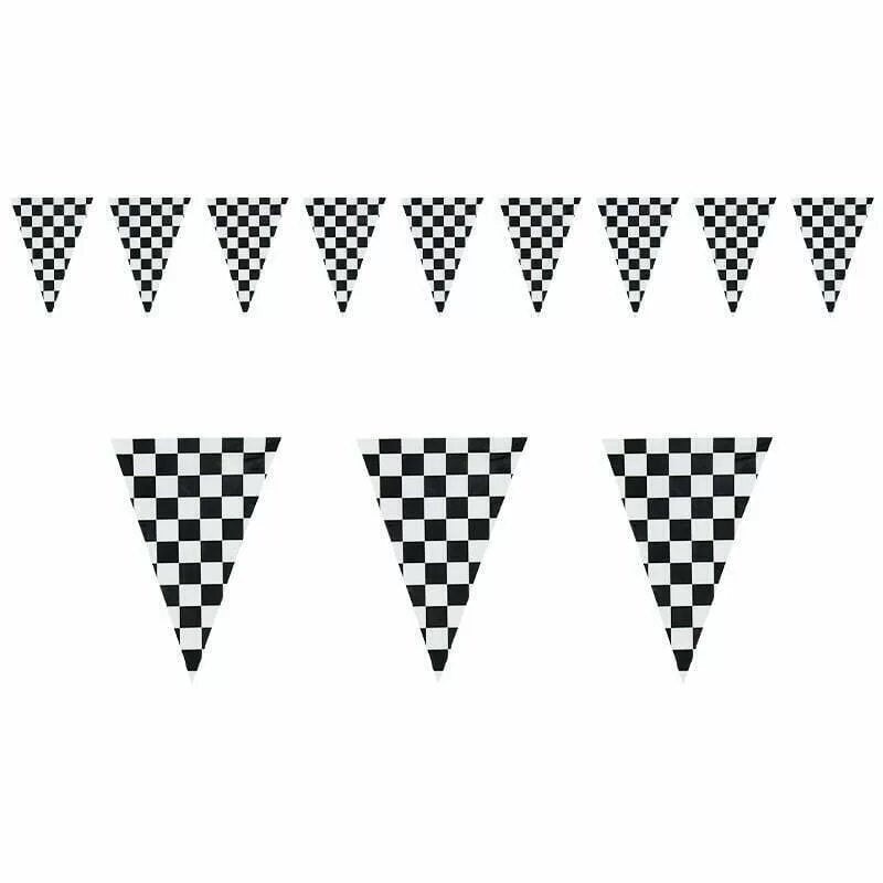 Checkered Flag Bunting Black & White 10mx30cm