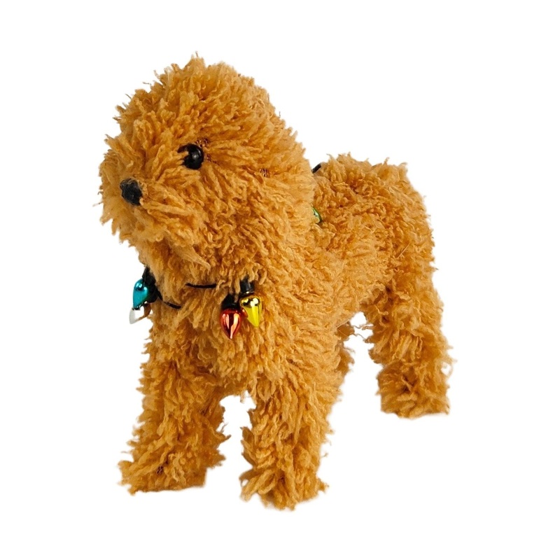Dog Fluffy Lights Brown Hanging 11cm