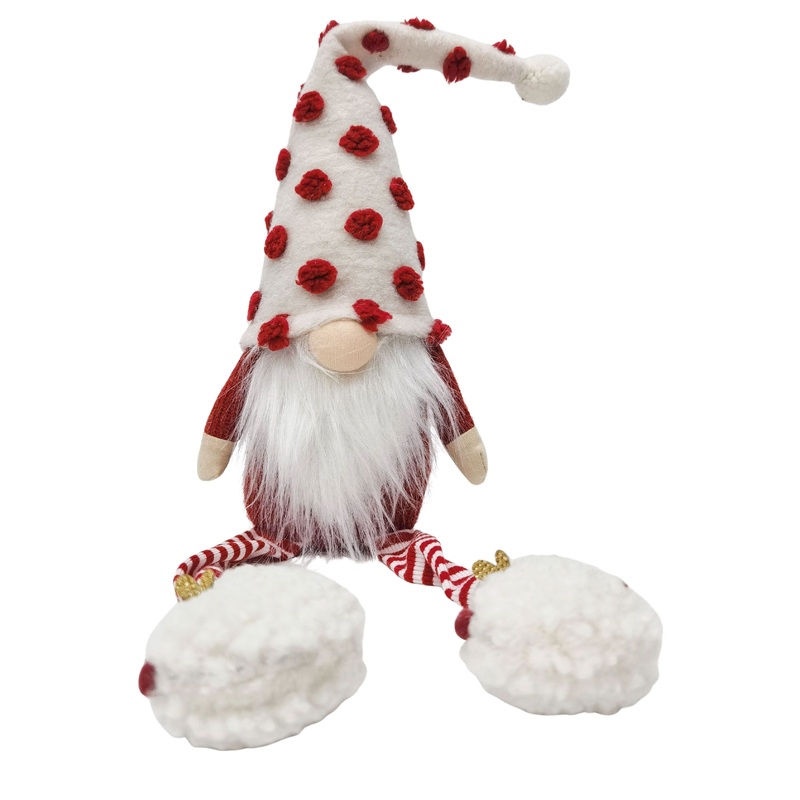 Gnome White Hat Red Spots Sitting 45cm