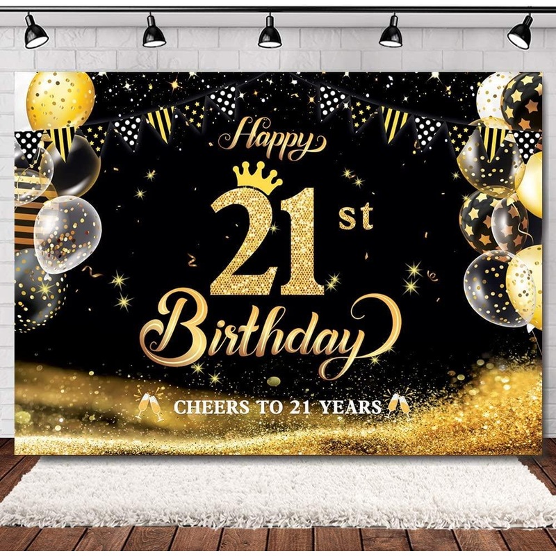 Happy 21th Birthday Backdrop Photography Cheers to 21 Years Backdrop Banners Balloons