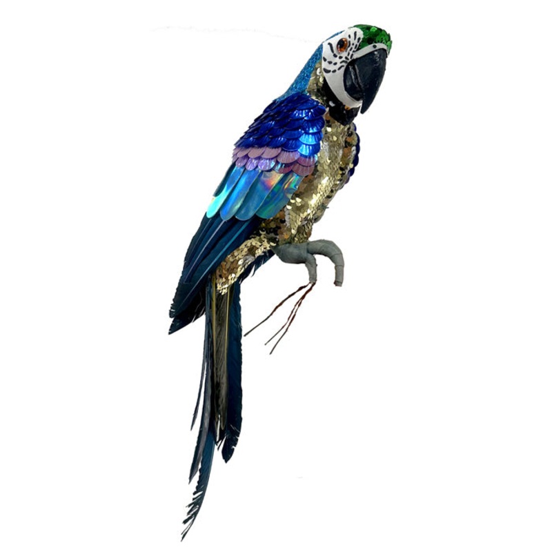 Parrot Perched Blue/Purple 42cm