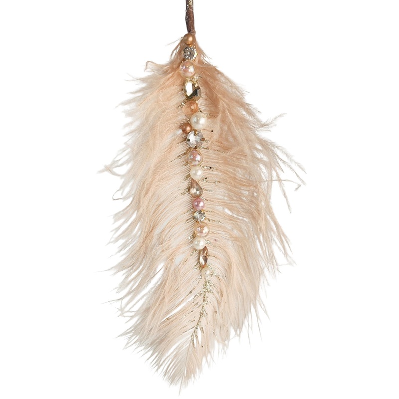 Pink Feather with Beads Hanging 28cm