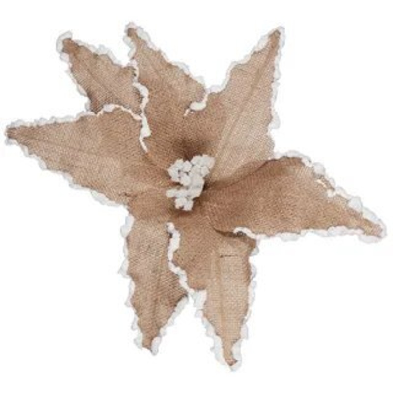 Poinsettia Jute with White Trim 38cm