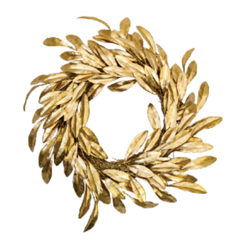 Wreath Matte Gold Leaves 50cm