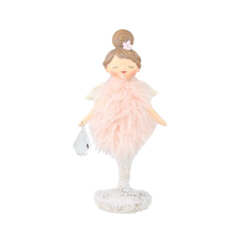 Angel Girl Pink Feather Crystal 24cm