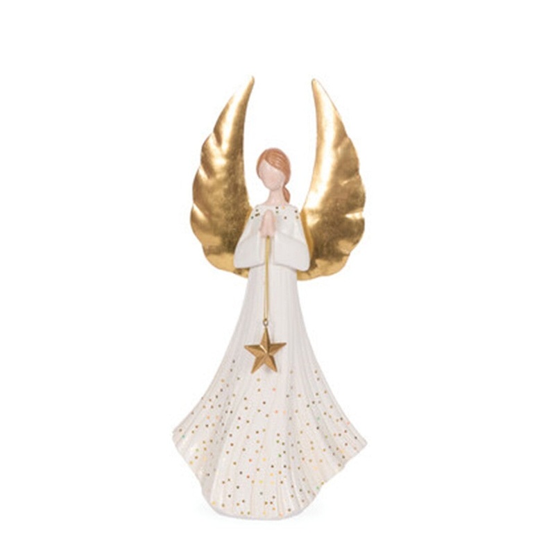 Angel Praying White and Gold 30cm
