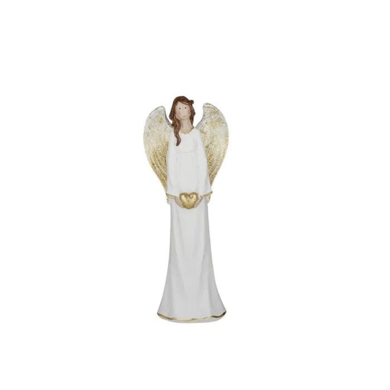 Angel w/ Heart White/Gold 26cm