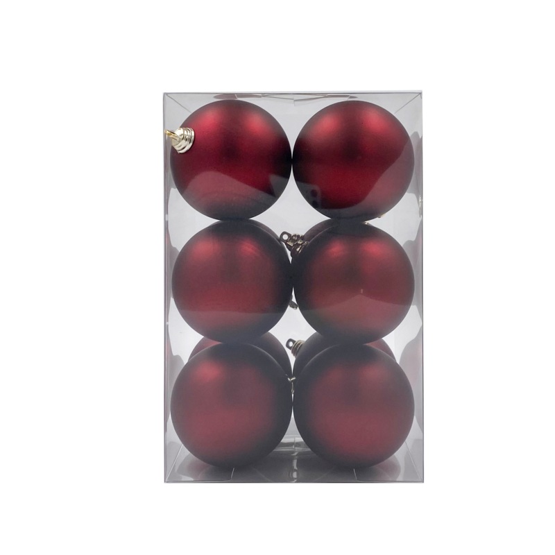 Bauble Matte Burgandy 70mm - 12 Pack
